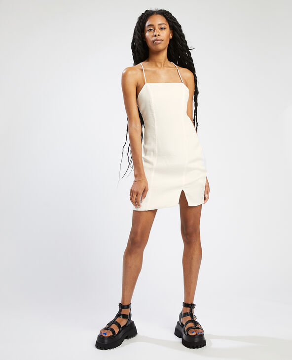 Robe courte tissu satiné blanc - Pimkie