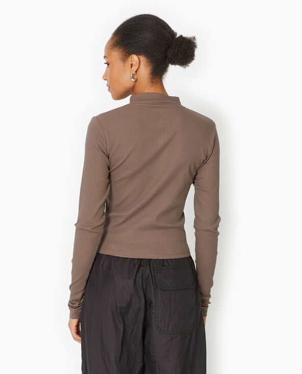 Top manches longues col camionneur vert kaki - Pimkie