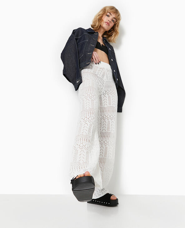 Pantalon en maille fantaisie ajourée blanc - Pimkie