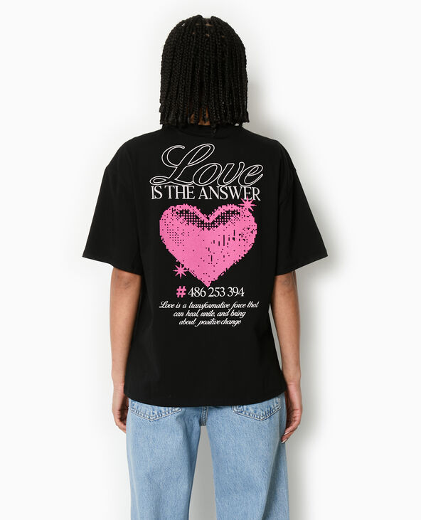 T-shirt oversize avec print poitrine et dos noir - Pimkie