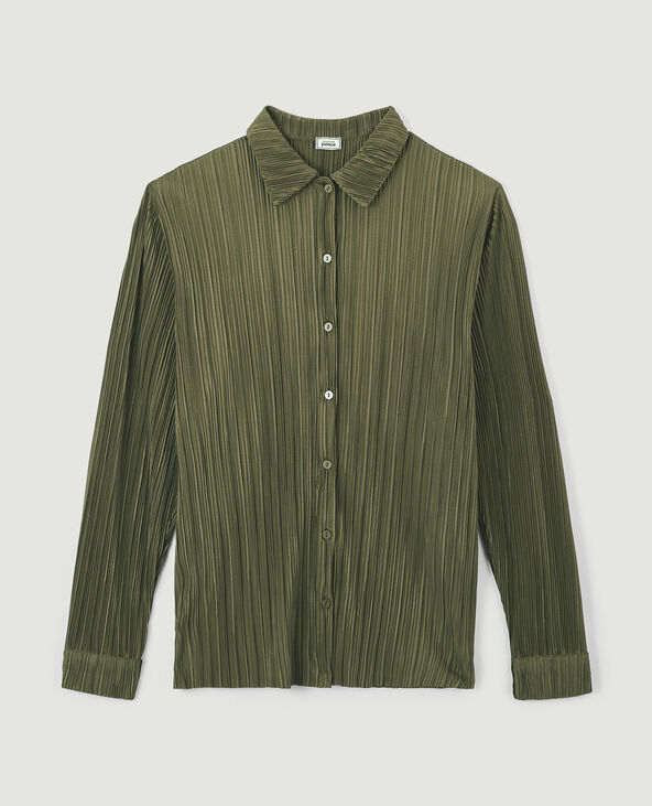 Chemise maille plissée vert kaki - Pimkie
