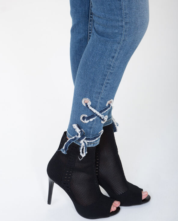 Jean slim à lacets bleu foncé - Pimkie