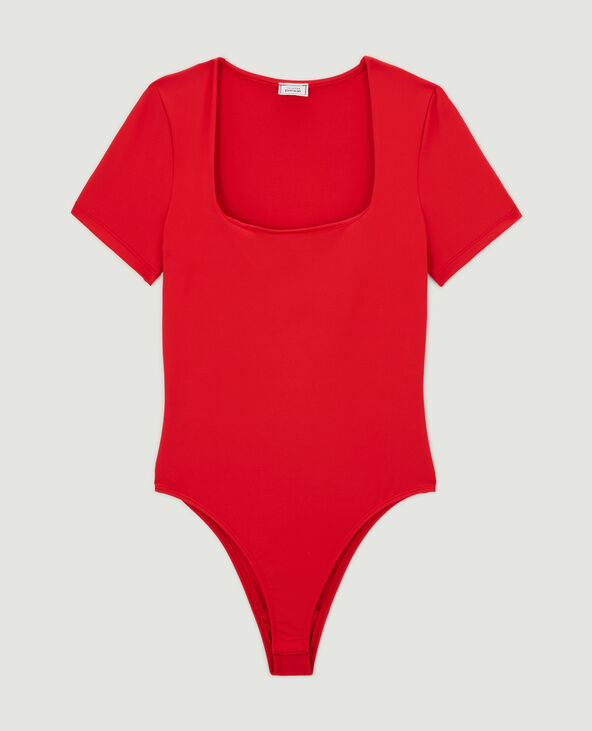 Body manches courtes encolure carrée rouge - Pimkie