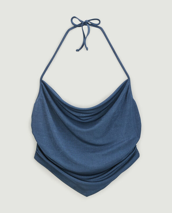 Top dos nu maille fluide bleu foncé - Pimkie