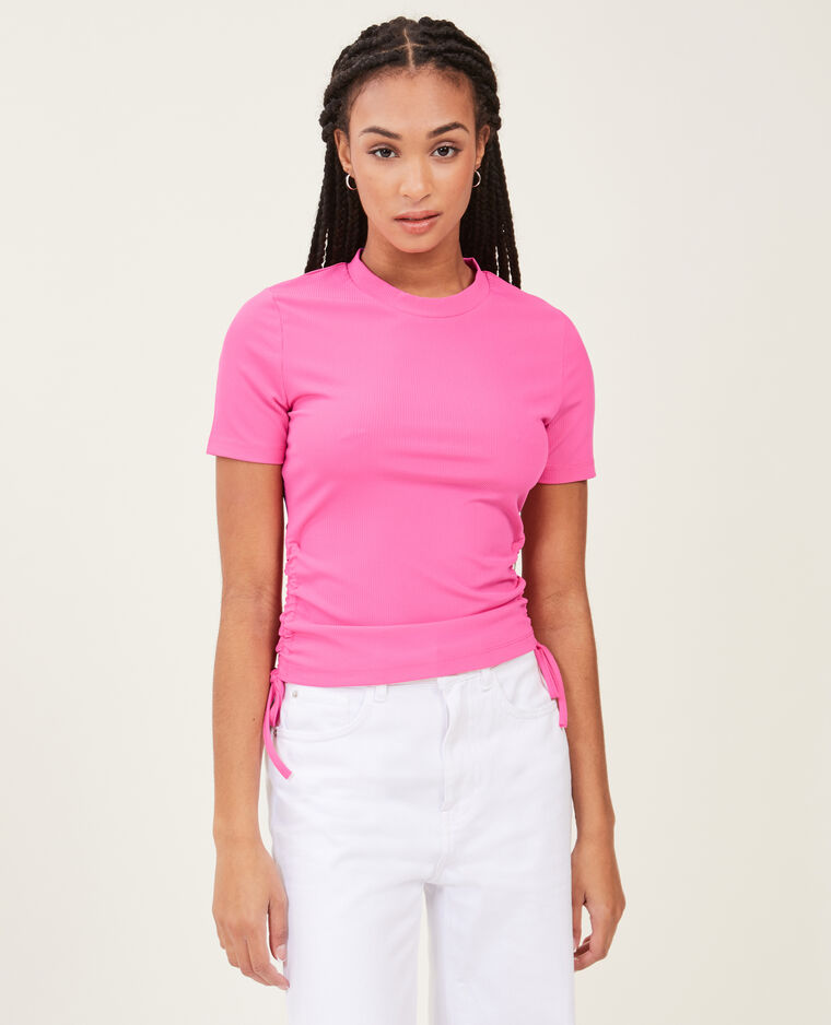 Top maille côtelée avec nœud rose fuchsia - Pimkie