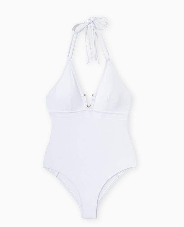 Maillot de bain 1 pièce avec décolleté V blanc - Pimkie