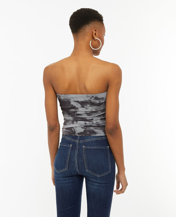 Top bustier en tulle effet marbré gris - Pimkie