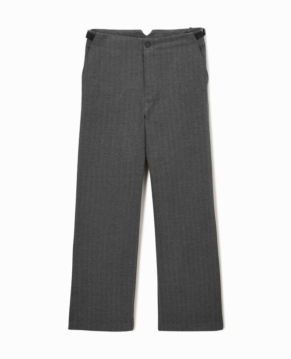 Pantalon large et droit taille basse gris chiné - Pimkie