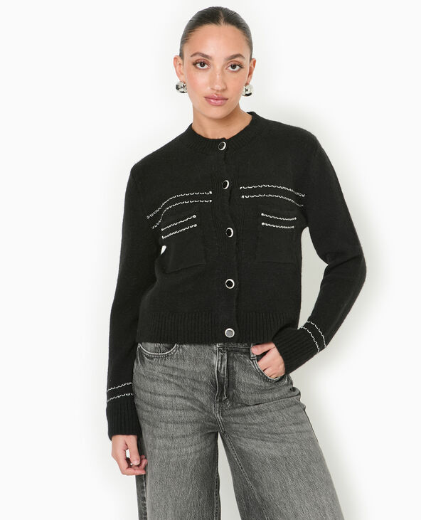 Gilet avec détails contrastés noir - Pimkie