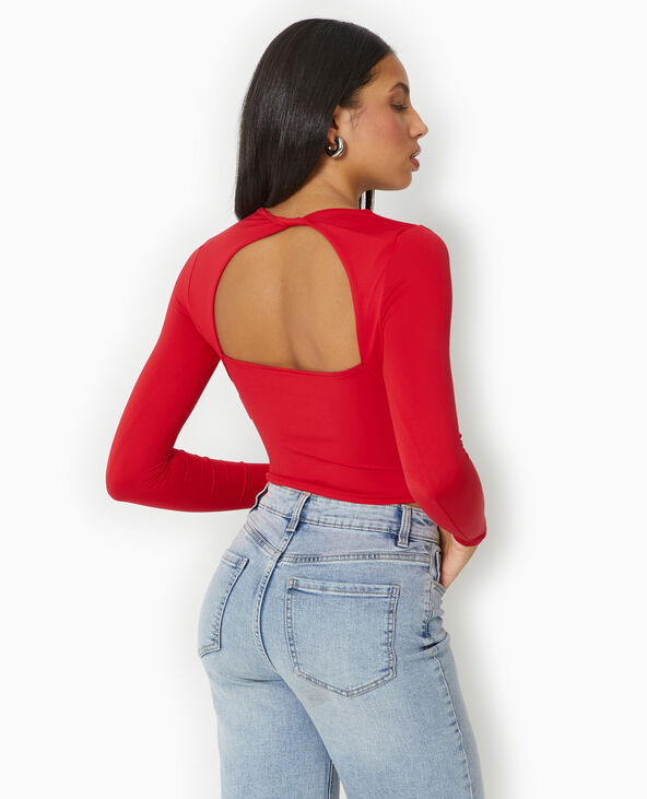 Top manches longues avec dos ouvert rouge - Pimkie
