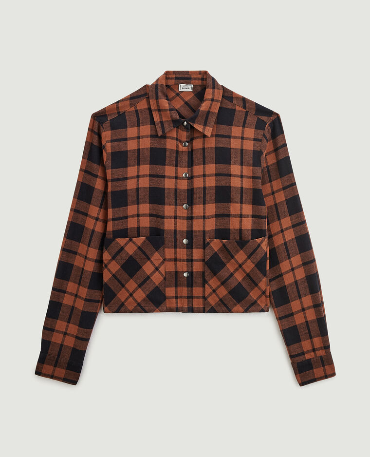 Chemise courte à carreaux orange - Pimkie