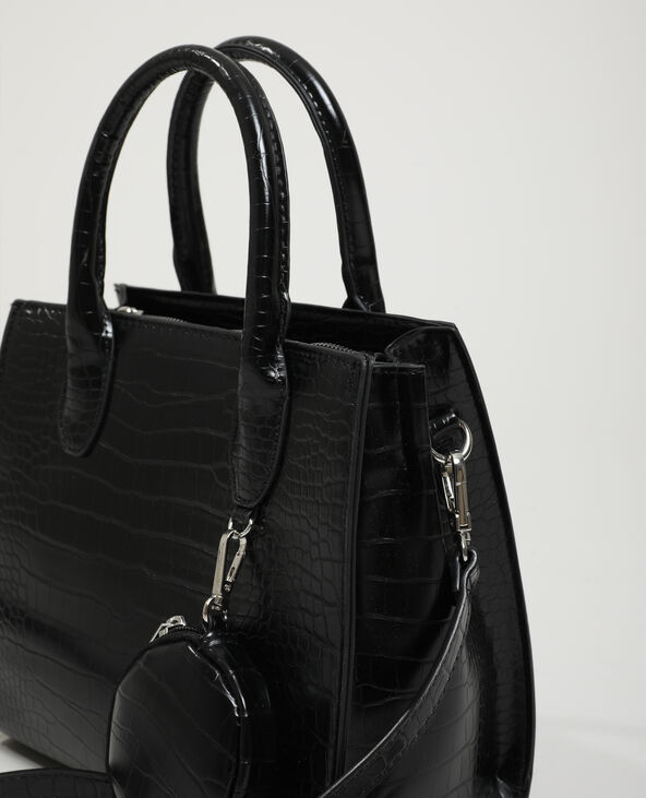 Sac à main croco noir - Pimkie
