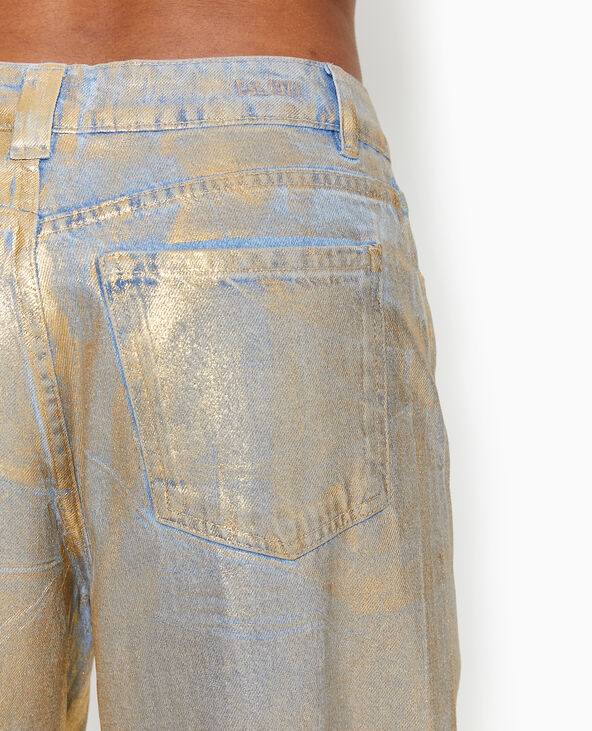 Jean wide taille haute enduit doré doré - Pimkie