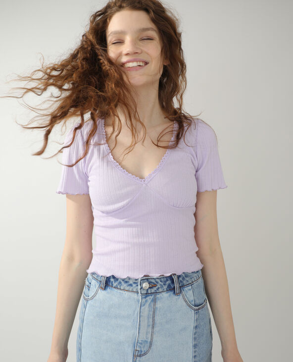 T-shirt côtelé lilas - Pimkie