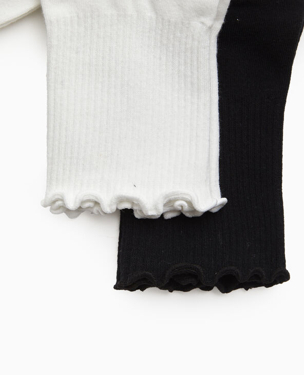 Lot de 2 paires de chaussettes avec bords ondulés blanc - Pimkie
