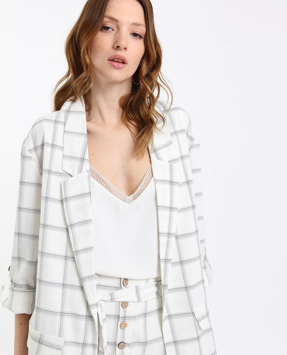 Blazer à carreaux blanc - Pimkie