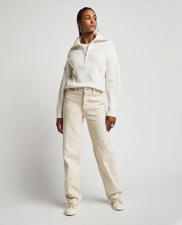 Jean taille haute beige clearance