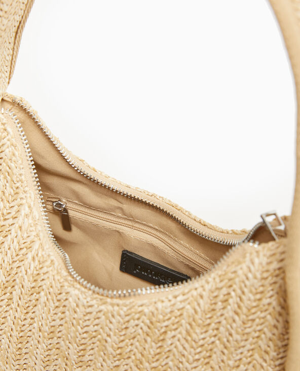 Sac demi-lune en raphia beige - Pimkie