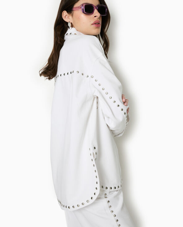 Veste oversize en toile avec clous blanc - Pimkie
