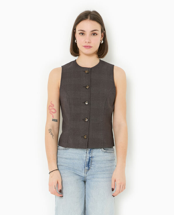 Veste sans manches façon gilet de barman marron - Pimkie