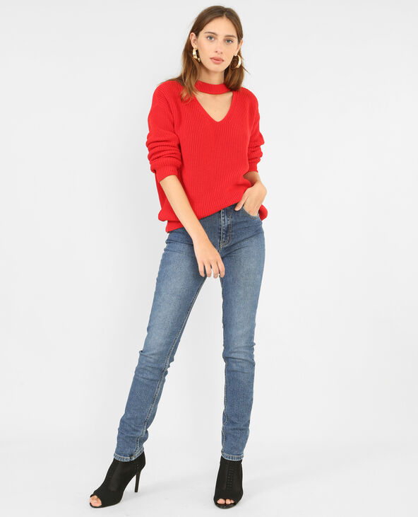 Pull col choker rouge - Pimkie