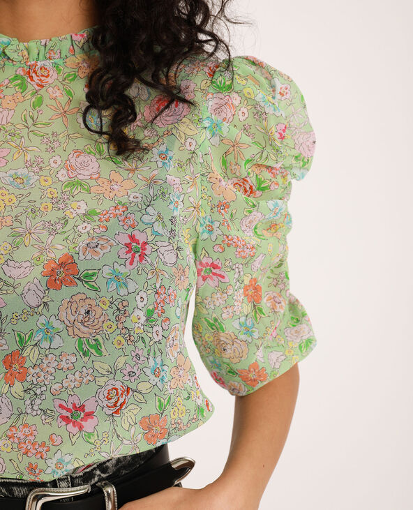 Blouse à fleurs vert clair - Pimkie