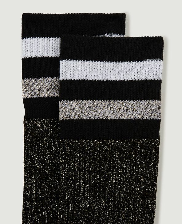 Paire de chaussettes hautes avec lurex noir - Pimkie