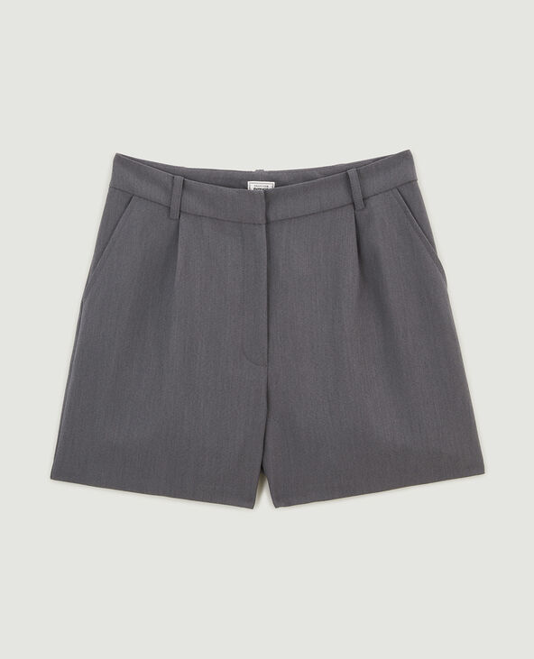 Short taille haute avec pinces  gris foncé - Pimkie
