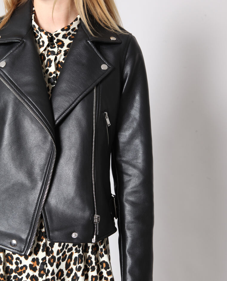 Blouson biker simili cuir noir - Pimkie
