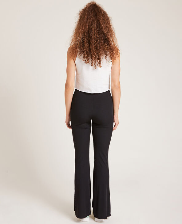 Pantalon flare en maille côtelée noir - Pimkie