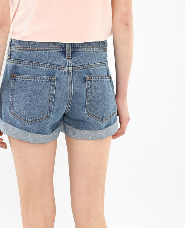 Short denim à revers bleu foncé - Pimkie