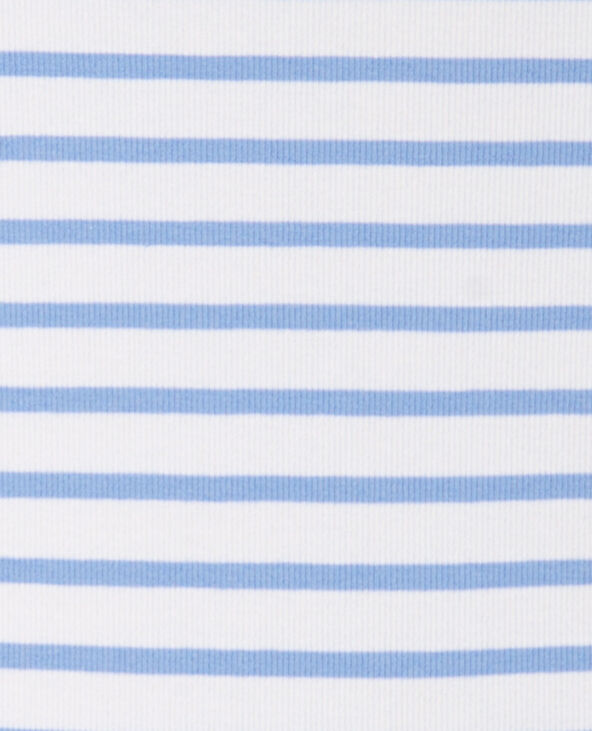 T-shirt court en maille côtelée rayée bleu - Pimkie