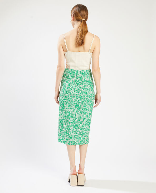 Jupe midi fendue vert - Pimkie