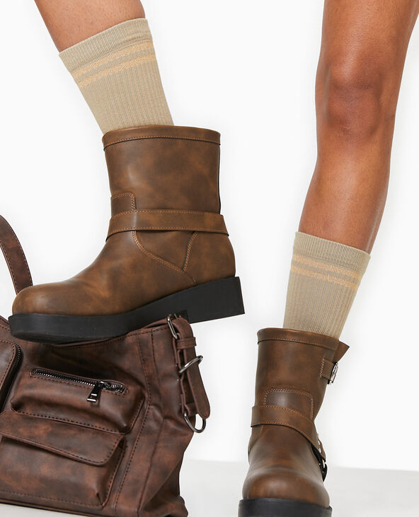 Paire de chaussettes avec bandes lurex vert kaki - Pimkie