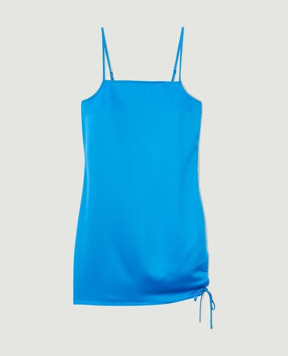 Robe courte satinée avec laçage bleu - Pimkie
