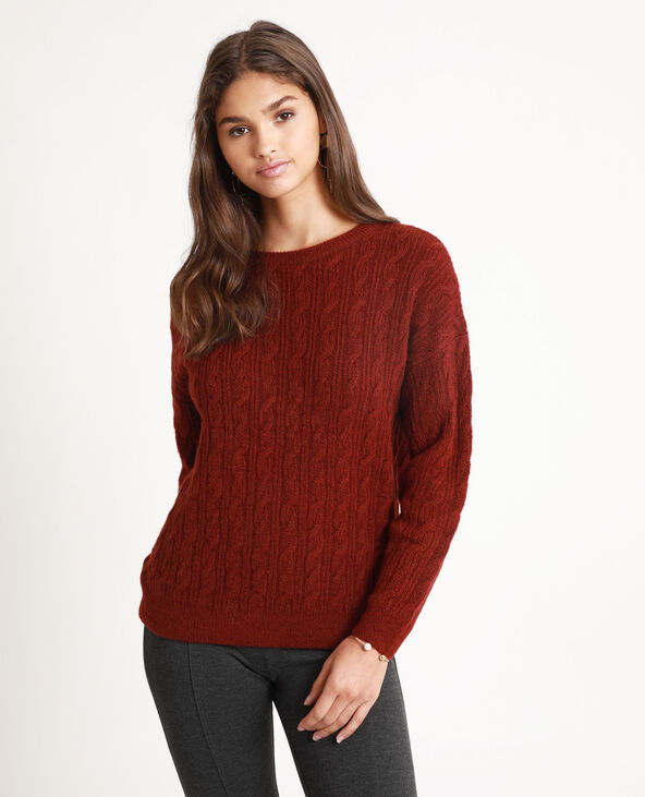 Pull fin à torsades marron - Pimkie