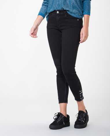 Jean skinny à œillets noir - Pimkie