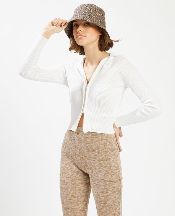 Pull zippé à capuche blanc - Pimkie