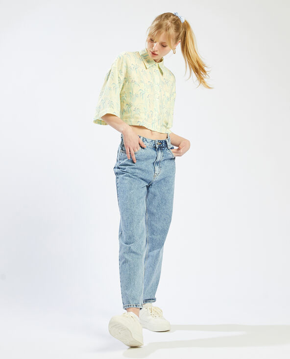 Chemise courte à motifs tropicaux jaune - Pimkie
