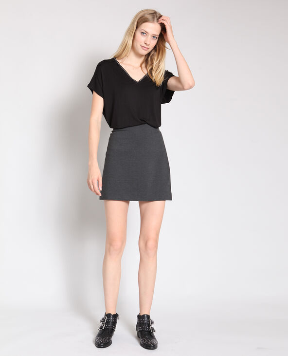 T-shirt à col V noir - Pimkie