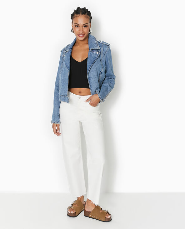 Blouson biker en jean bleu - Pimkie