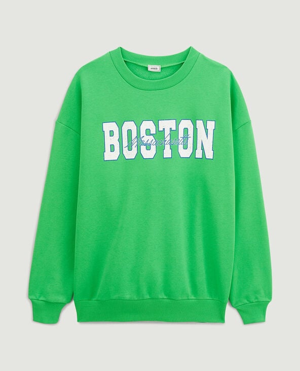 Sweat col rond oversize vert - Pimkie