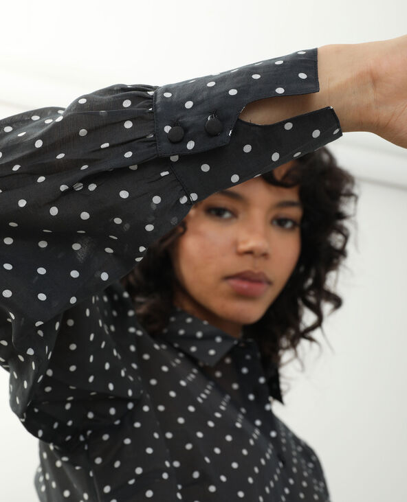 Chemise à pois transparente noir - Pimkie