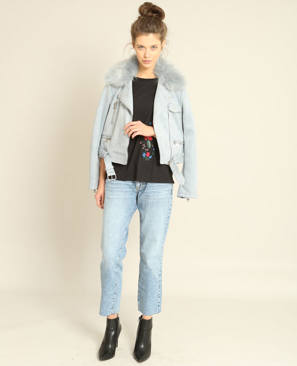 Veste col fausse fourrure bleu - Pimkie