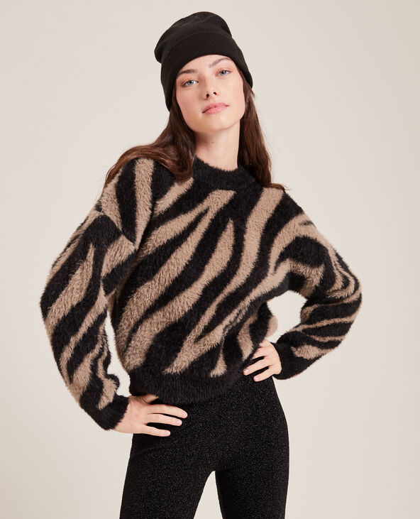 Pull en maille poilue noir - Pimkie