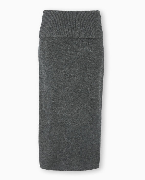 Jupe longue en maille avec ceinture revers gris foncé - Pimkie