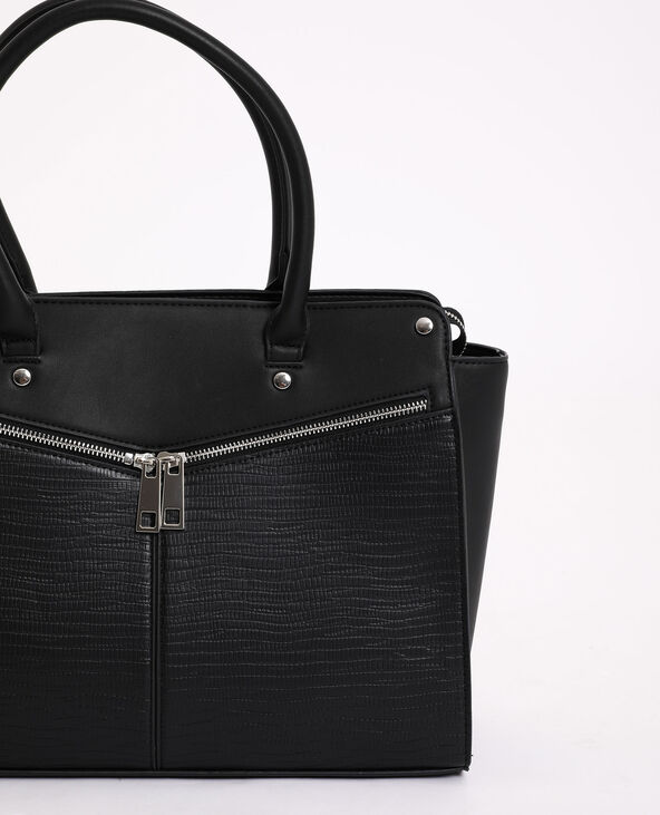 Sac cabas en faux cuir noir - Pimkie