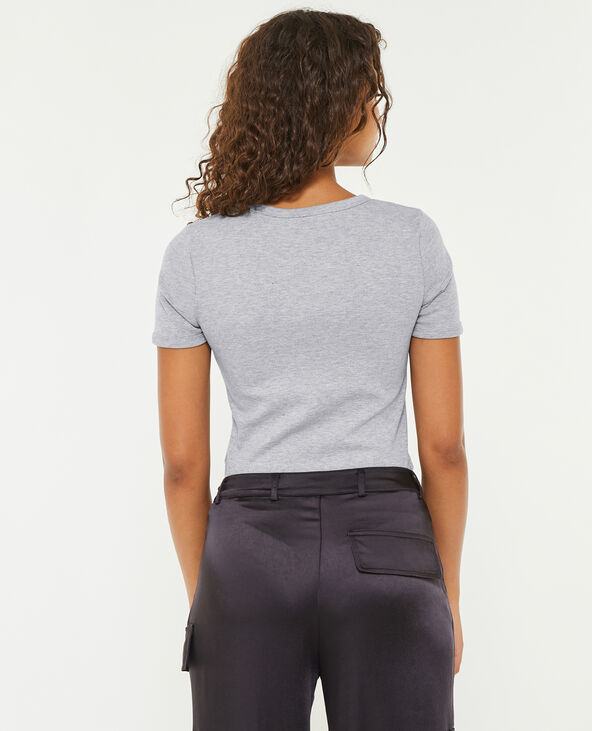 T-shirt col rond gris - Pimkie
