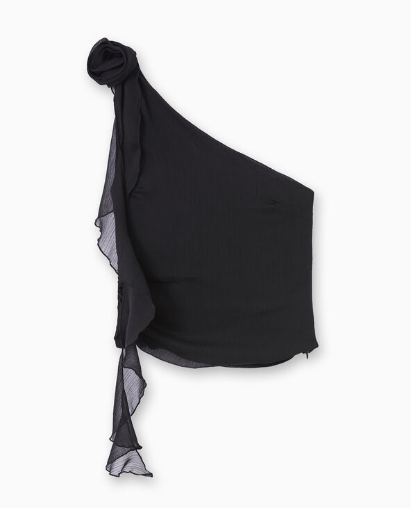 Top asymétrique one shoulder avec fleur noir - Pimkie