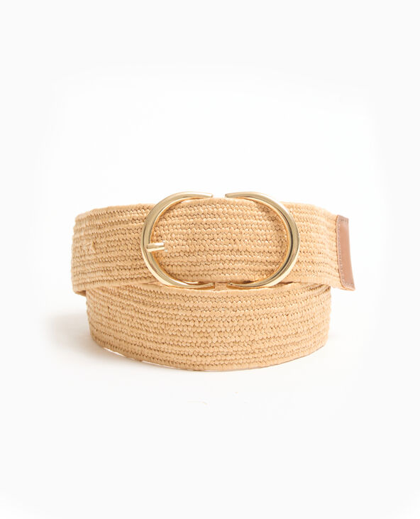 Ceinture élastiquée en raphia beige - Pimkie